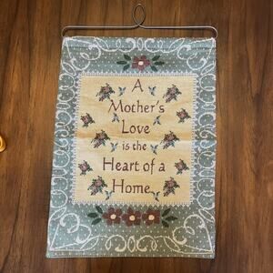 Brocade Tapestry Wire Hanging Gift "A Mother's Love Is The Heart Of The Home"